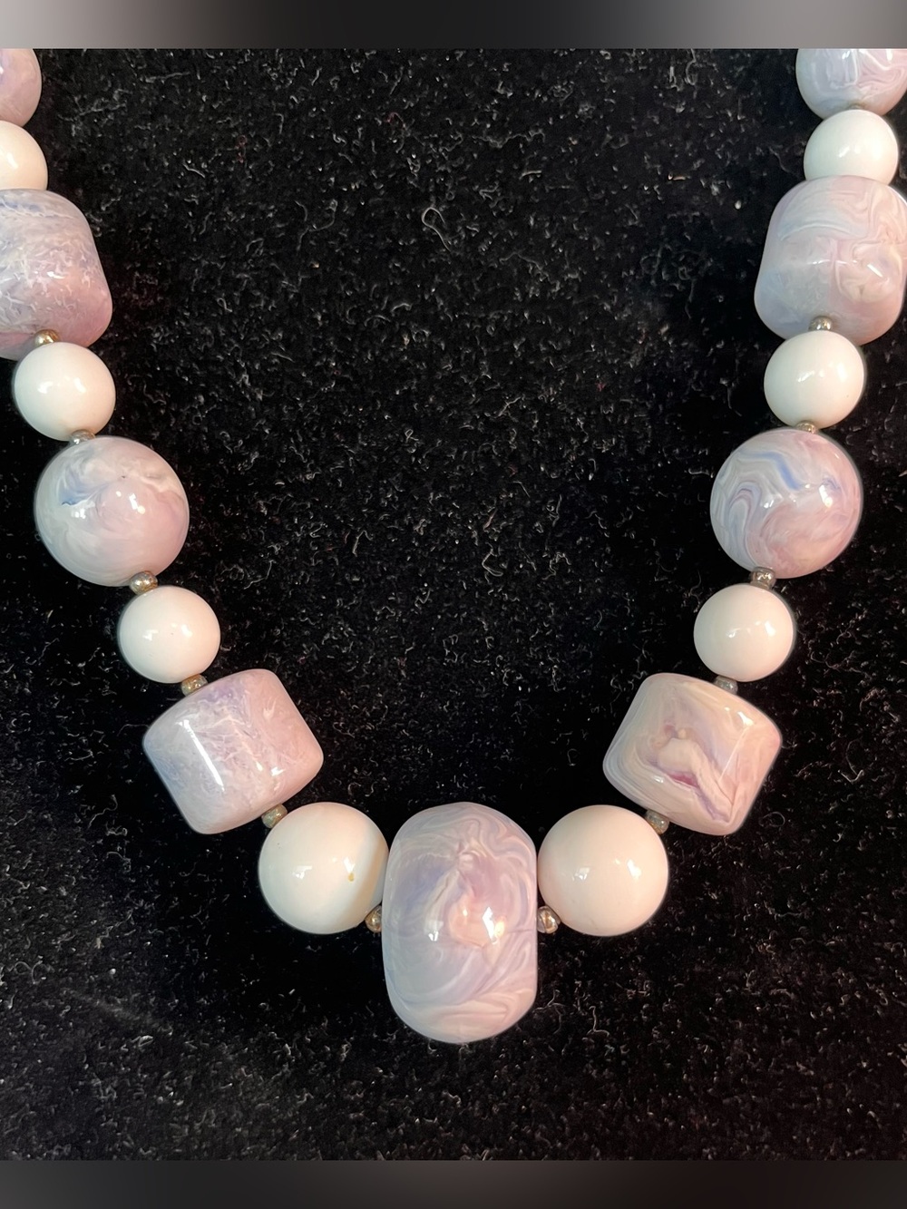 Vintage Marbled Pastel Acrylic Chunky Statement Necklace